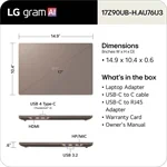 יבואן רשמי-מחשב נייד LG gram Max 17" Copilot+ PC Intel® Core™ Ultra 7 32GB 1TB 17Z90UB-H.AU76U3 3