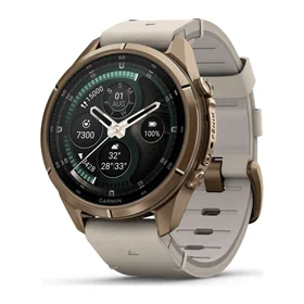 יבואן רשמי-שעון ספורט Garmin fēnix 9 Pro inReach | 43mm Titanium Autumn Gold with bone leather band and cream/French gray silicone band 010-04335-41H
