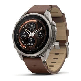 יבואן רשמי-שעון ספורט Garmin fēnix 9 Pro inReach 47mm Titanium with Walnut Leather Band and Pebble Gray/Silver Gray Silicone band 010-04336-41H
