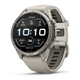 יבואן רשמי-שעון ספורט Garmin fēnix 9 Pro 43mm Titanium with Fog Gray/Dark Sandstone silicone band 010-04335-86H