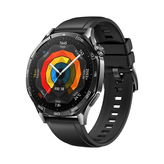 יבואן רשמי-שעון חכם HUAWEI WATCH GT 5 46mm (VLI-B19) Black Fluoroelastomer Strap