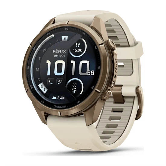 יבואן רשמי-שעון ספורט Garmin fēnix 9 Pro inReach 43mm Titanium Autumn Gold with Cream/French Gray Silicone band 010-04335-21H