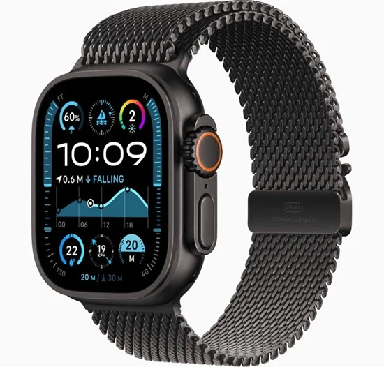 יבואן רשמי-שעון חכם Apple Watch Ultra 2 (2024) 49mm Natural Titanium Case with Natural Titanium Milanese Loop Case GPS + Cellular