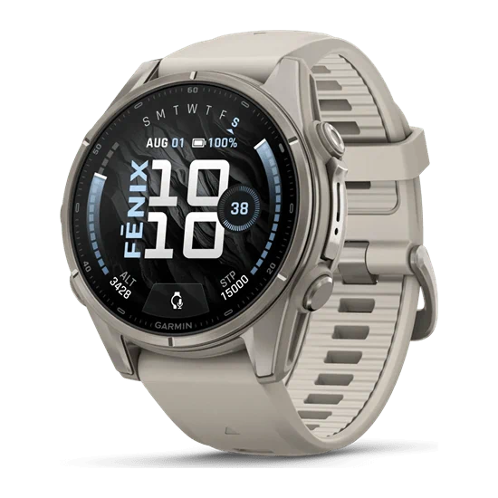 יבואן רשמי-שעון ספורט Garmin fēnix 9 43mm Titanium with Fog Gray Silicone Band 010-04761-01H